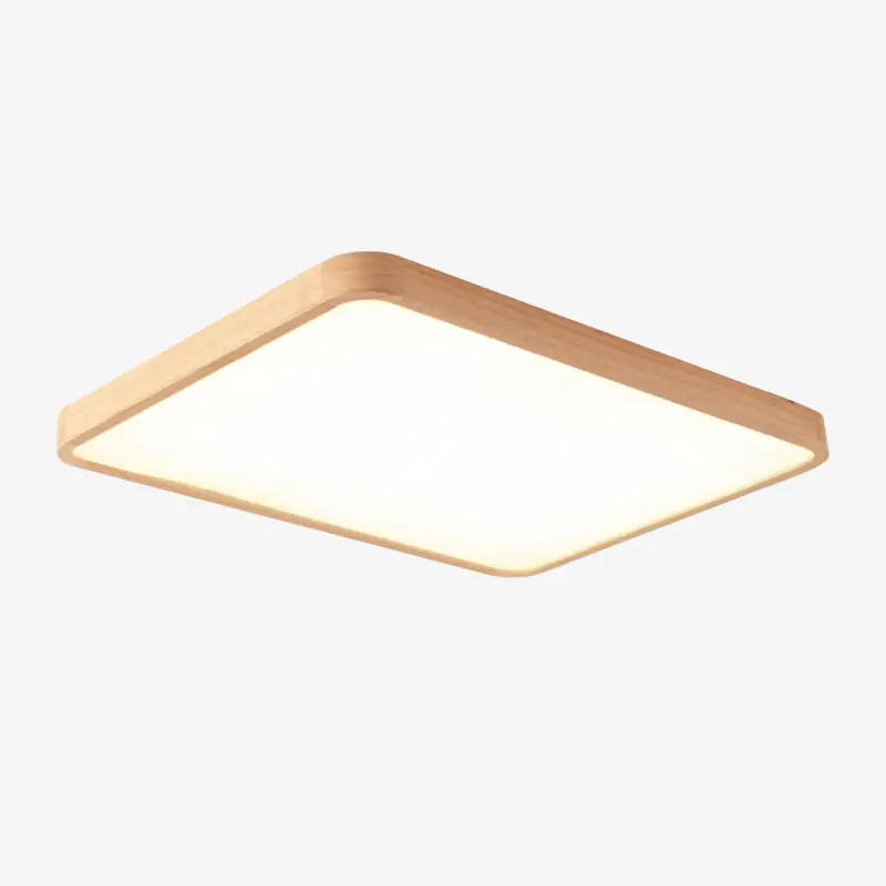 Plafonnier en bois LED arrondi - Rectangulaire