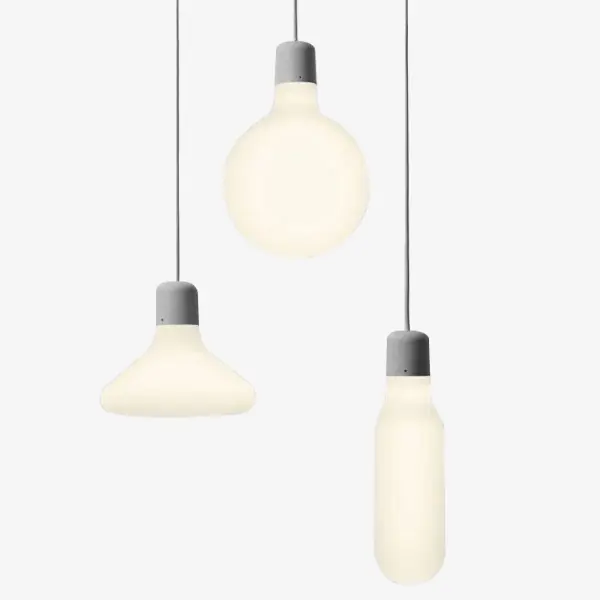 Suspension design LED verre et support gris - Luminia