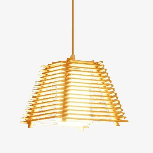 Suspension LED en bois : Cage conique