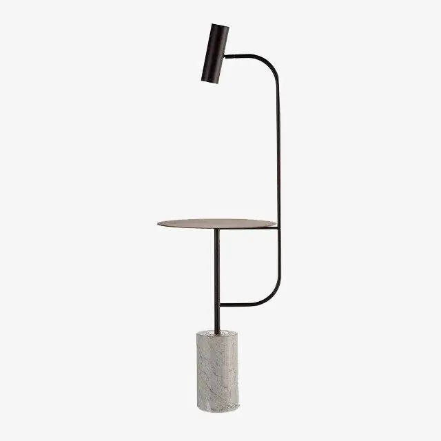 Lampadaire Phube : Design Doré avec Table en Marbre