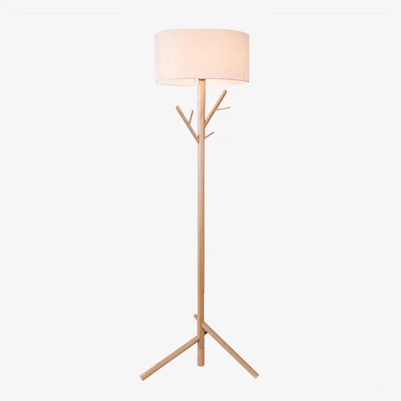 Lampadaire arbore doux: abat-jour tissu et pied bois