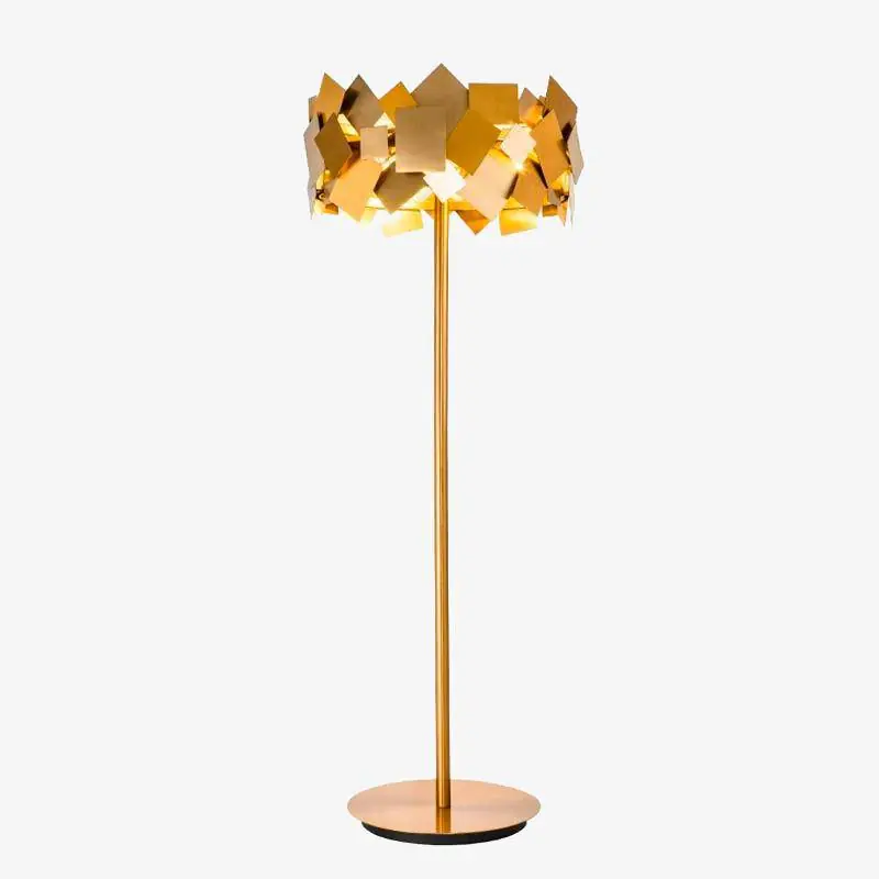 Lampadaire LED de Luxe avec Carrés Dorés