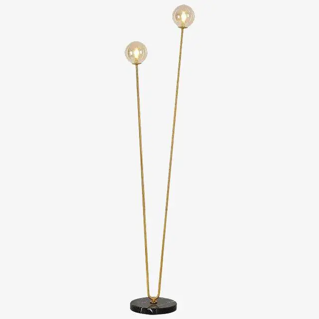Lampadaire élégant à deux branches dorées
