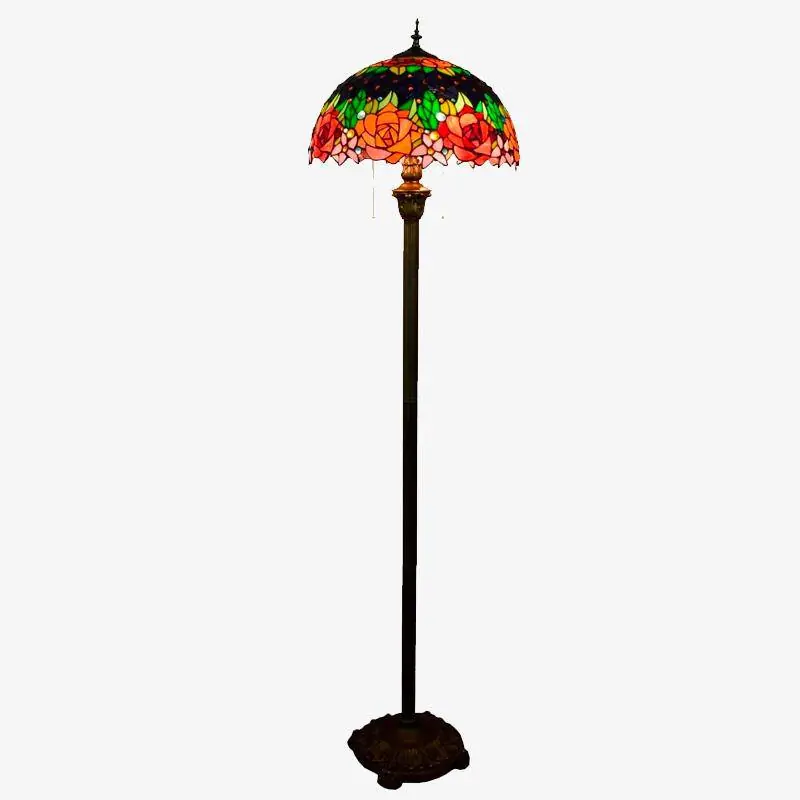 Lampadaire Tiffany - Verre vitrail vert Glaze