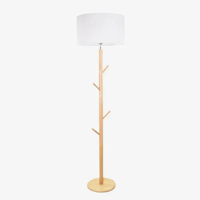 Lampadaire élégant en tissu et bois branches