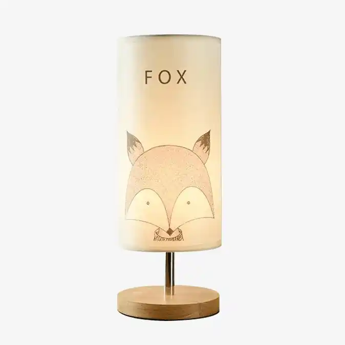 Lampe de chevet en bois avec motifs d'animaux pour enfant