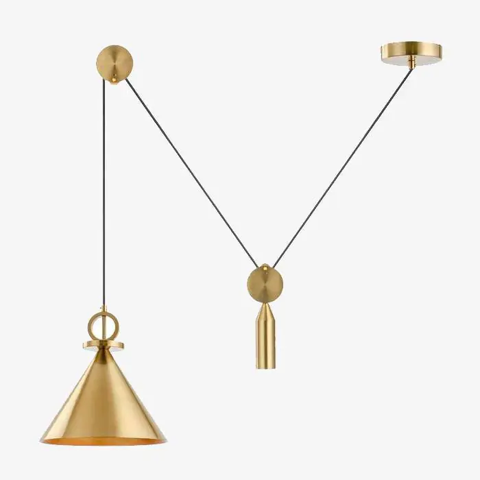 Suspension dorée LED - Fil Pulley
