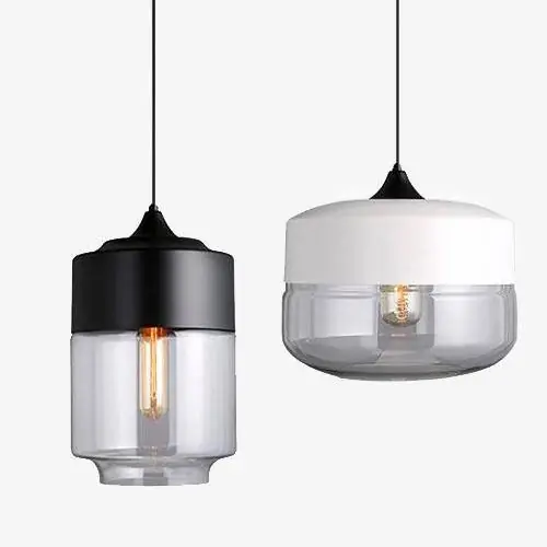 Suspension contemporaine en verre et métal varié