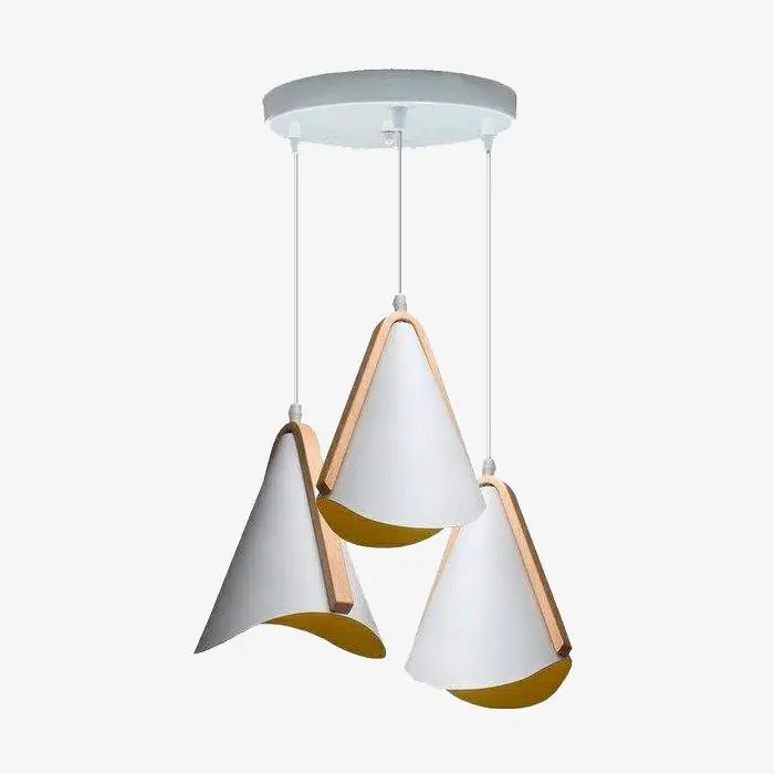 Suspension Nordic en métal blanc et bois