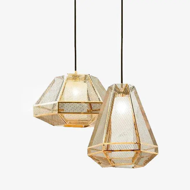 Suspension LED dorée géométrique Ultra-Modern