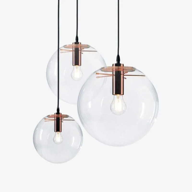 Suspension design boule verre LED Rose Gold ou Noire