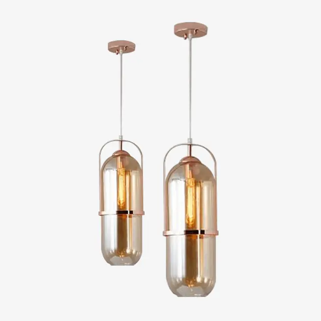 Suspension Loft en verre et métal rose gold.