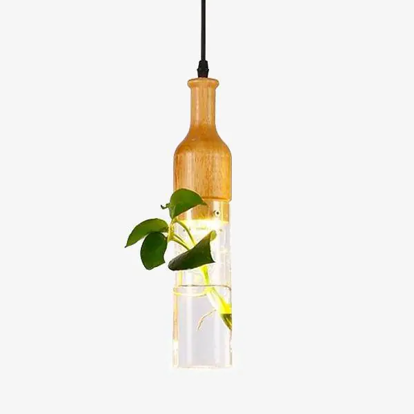 Suspension LED en bois avec plante et réservoir d'eau Bottle - Luminaire EcoGreen