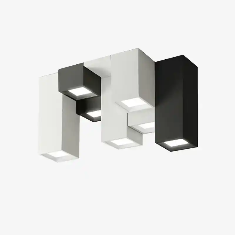Plafonnier LED Géométrie Rectangulaire Noir et Blanc