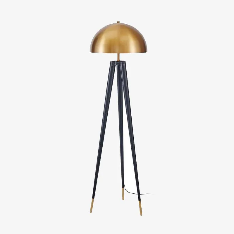Lampadaire Triple Pied Doré Brillant