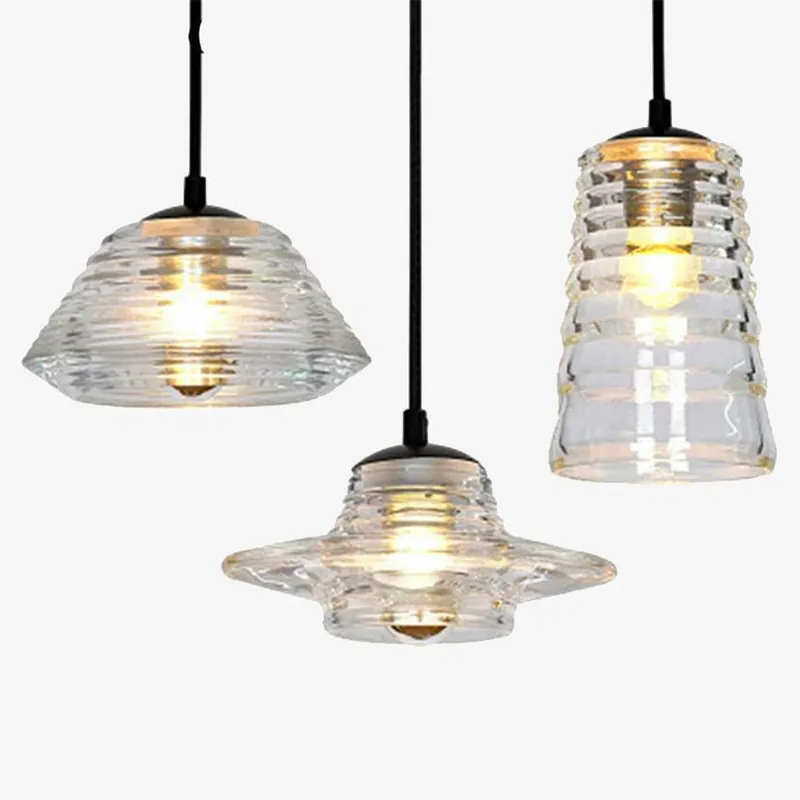 Suspension LED en verre fumé Industrial.