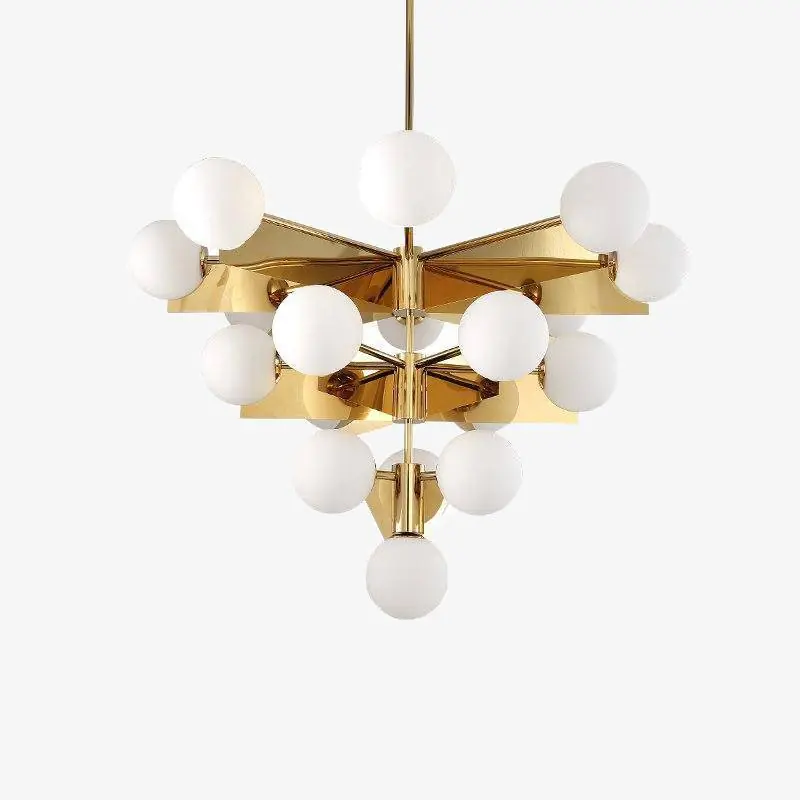 Lustre design doré à LED avec boules en verre