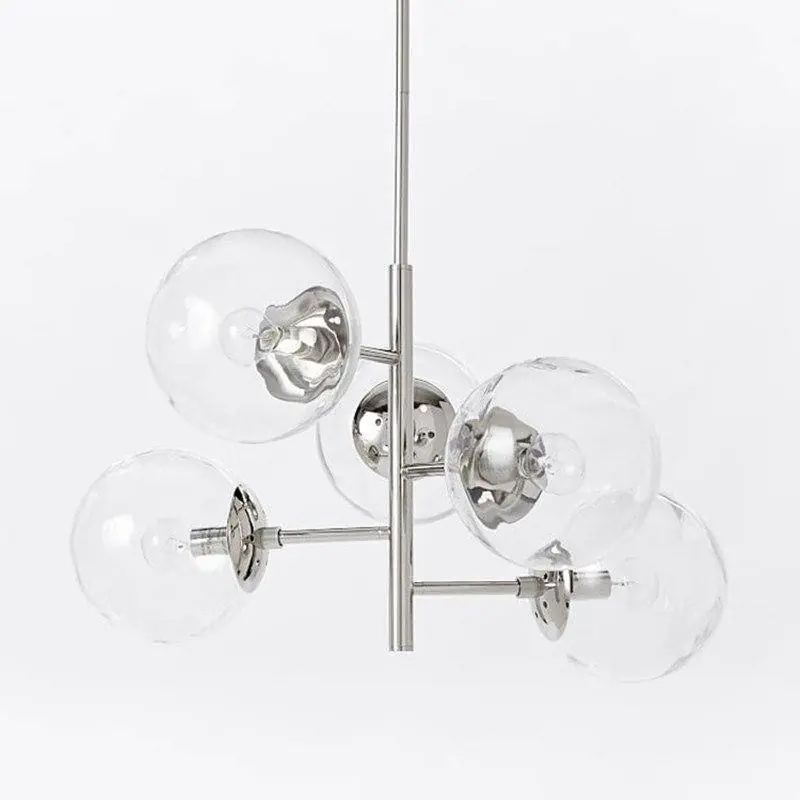 Lustre design Bubble avec bulles en verre et branches chromées