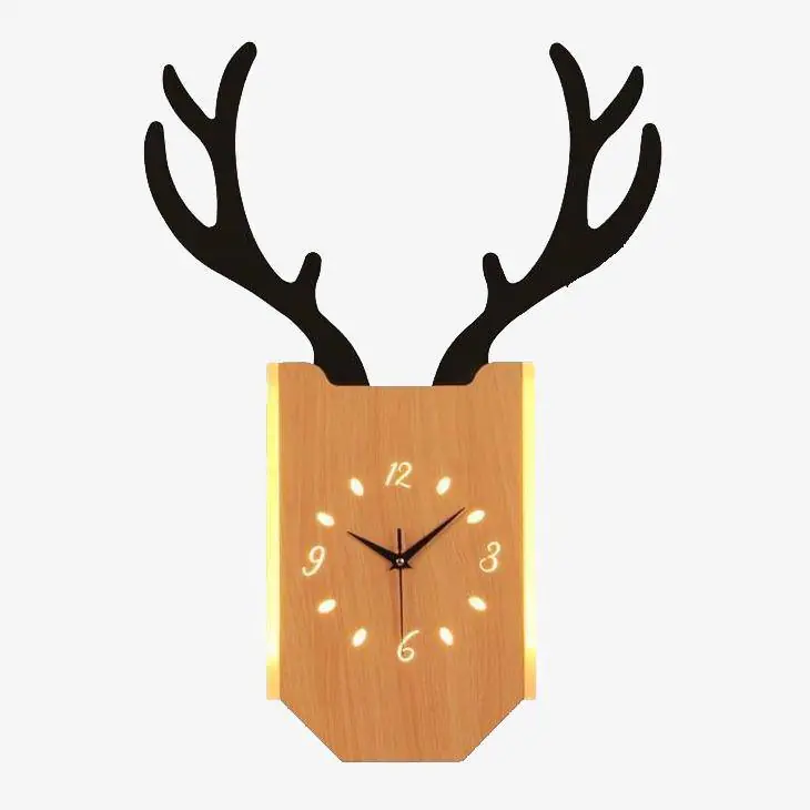 Applique murale LED avec horloge en forme de corne de cerf.