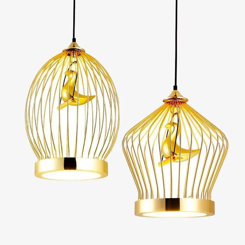 Suspension LED doré \\"Birdcage\\"