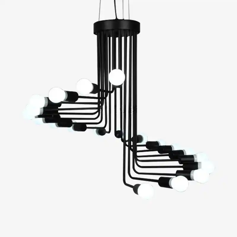 Lustre contemporain à branches escalier noires
