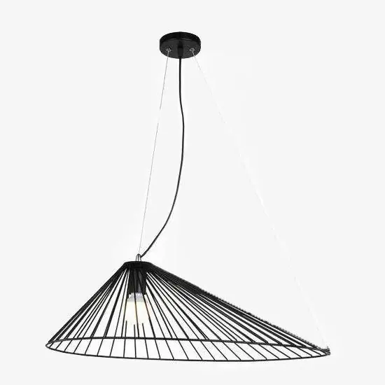 Suspension design LED - Chapeau de paille noir