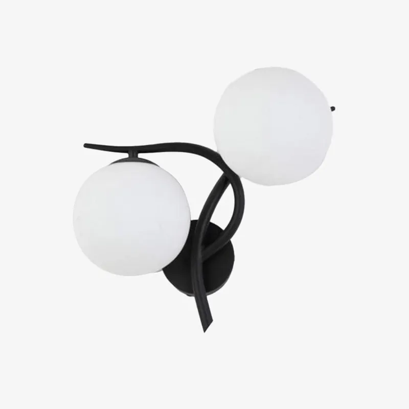 Applique murale LED design Croisée avec boule de verre (noir ou doré)
