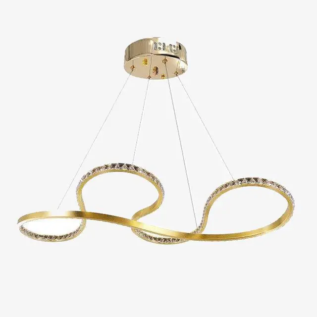 Lustre design doré à LED et cristal