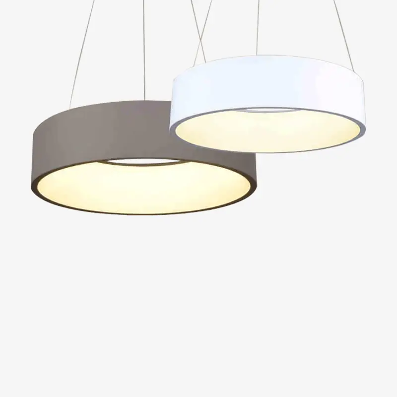 Suspension LED Cercle Minimaliste (Gris\\/Blanc)