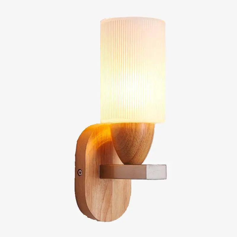 Arandela - Applique LED Bois et Abat-jour Verre