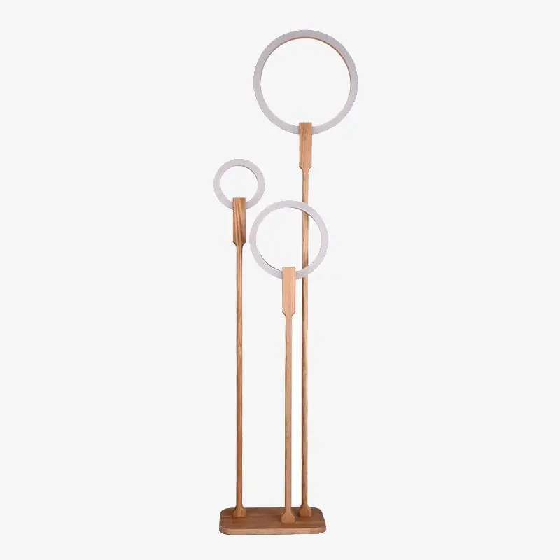 Lampadaire LED en bois avec anneau - Design élégant