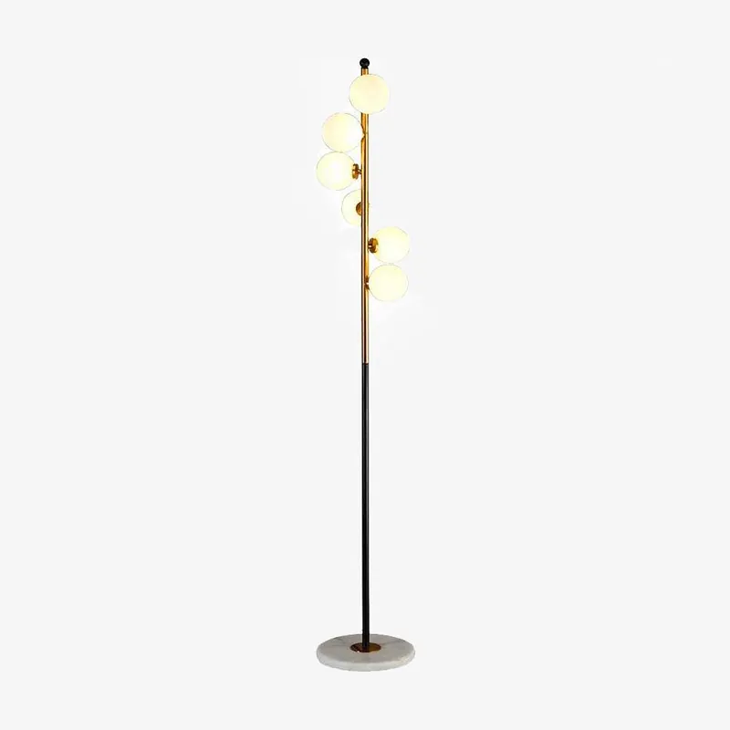 Lampadaire LED Design Doré Boule en Verre