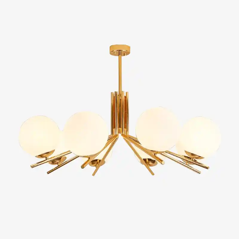 Lustre doré à boules LED