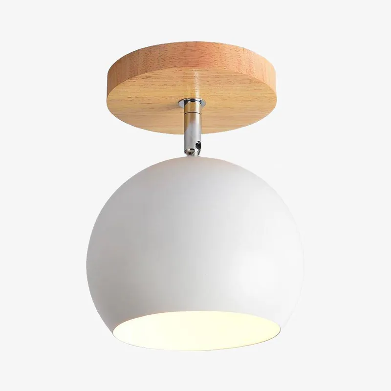 Applique LED en bois avec boule métallique ajustable