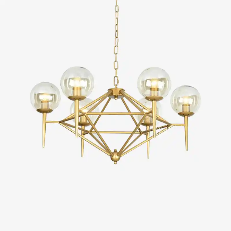 Lustre Vintage Doré et Boule en Verre - Style Loft