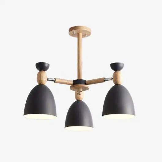 Lustre LED en bois avec abats-jours arrondis