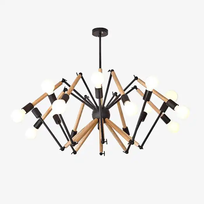 Lustre LED design en bois avec bras ajustables