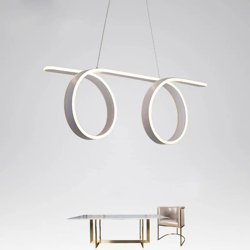 Suspension LED Double Boucles Blanche