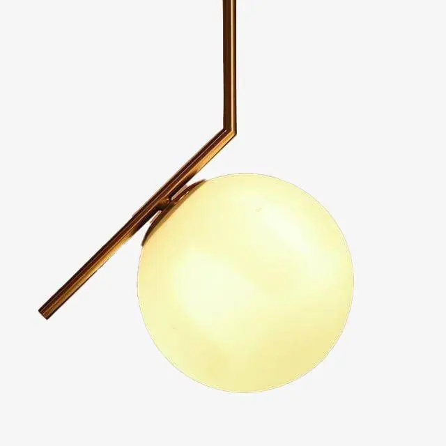 Suspension LED Dorée avec Boule en Verre