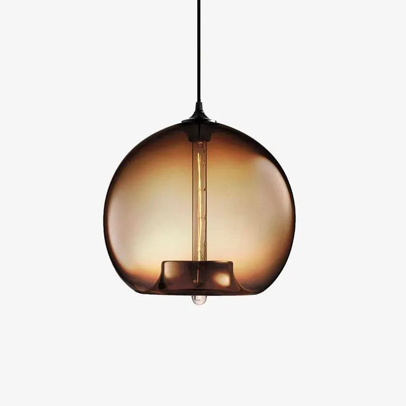Suspension LED Design avec Boule en Verre Colorée