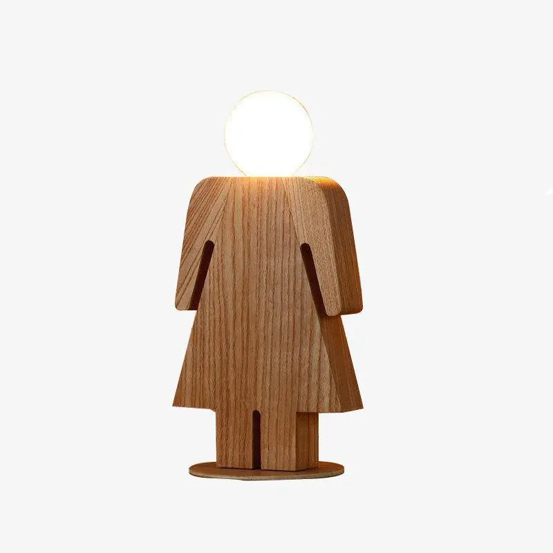 Lampe de chevet en bois \\"Fille Logo\\"