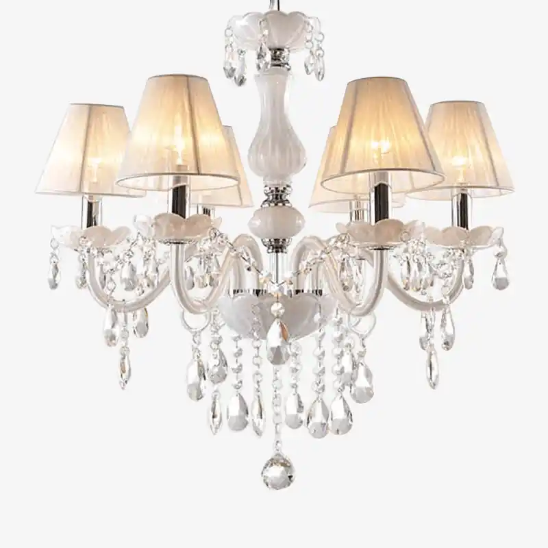 Lustre en cristal avec abat-jour en tissu