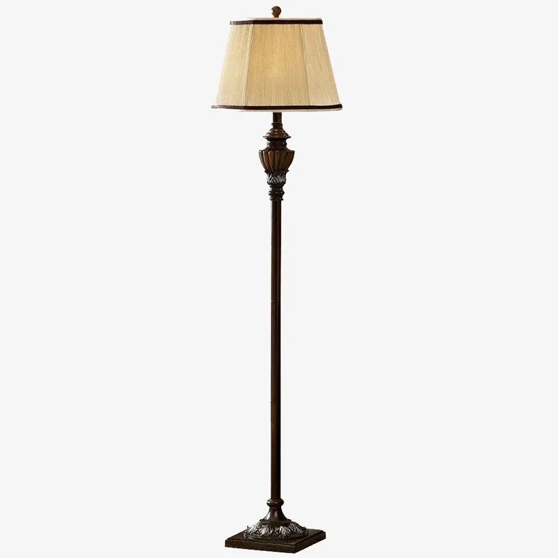 Lampadaire LED Rustique en Bois et Tissu