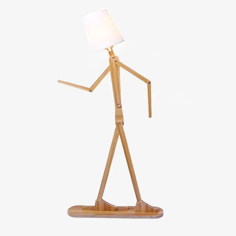 Lampadaire en bois japonais en forme de bonhomme