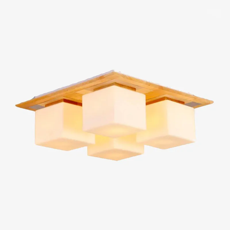 Plafonnier design en bois rectangulaire