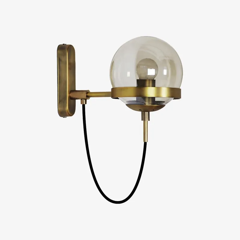 Applique murale LED en métal avec boule en verre