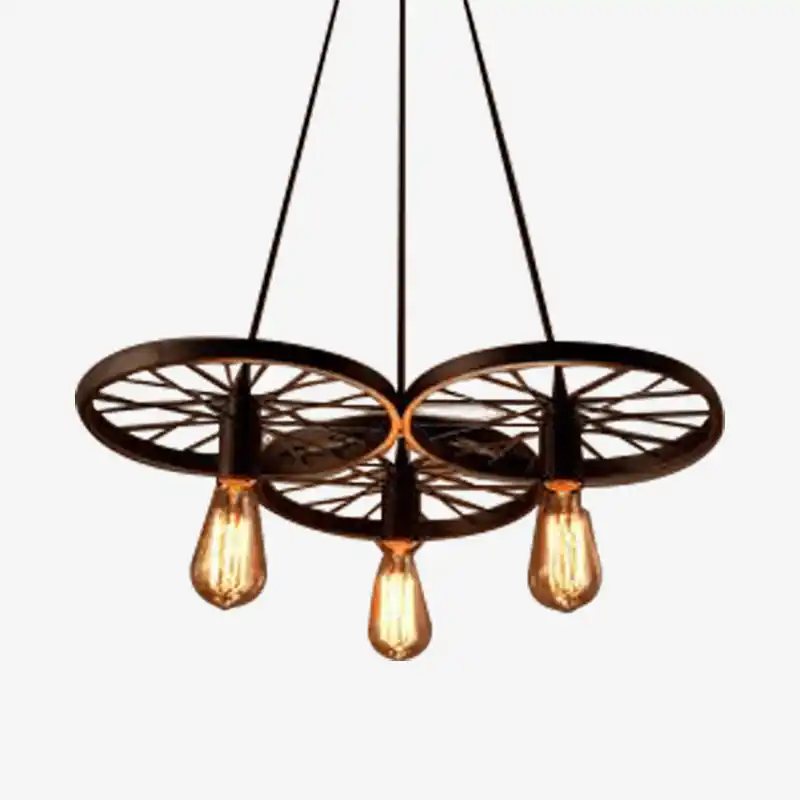 Suspension Rustique \\"Roue Antique\\"