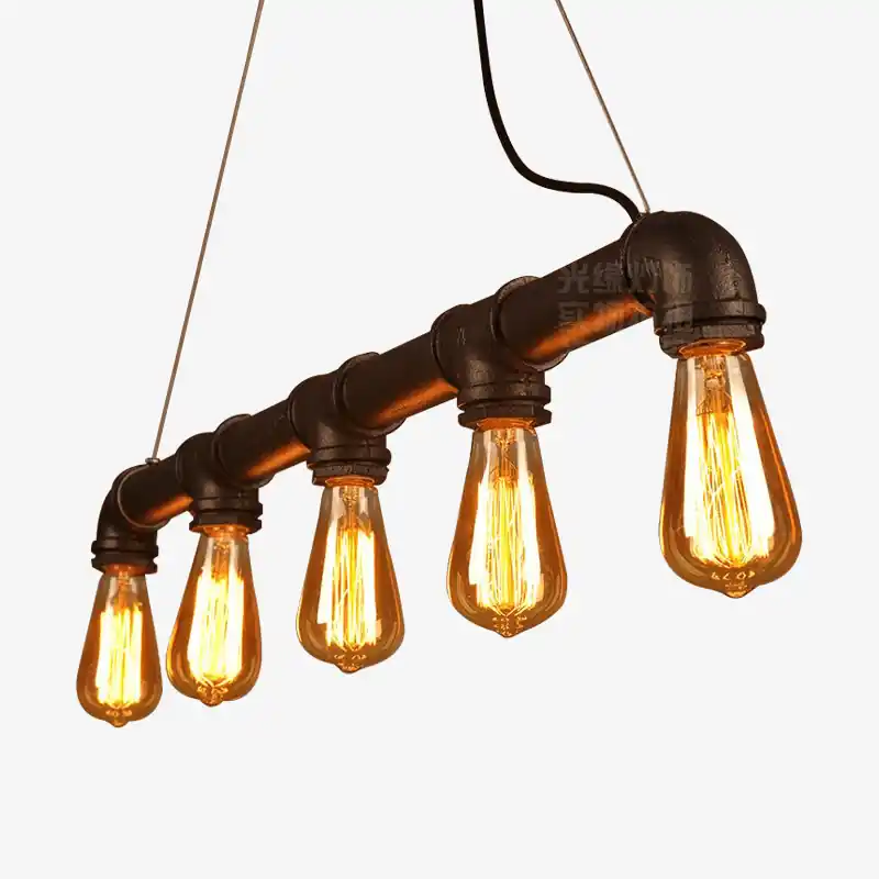 Suspension industrielle rustique à multiples lampes
