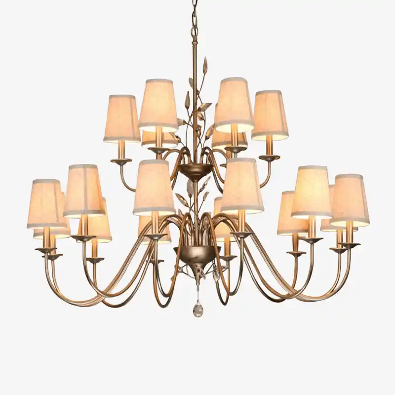 Lustre en chandelier Art Deco avec Abat-jour