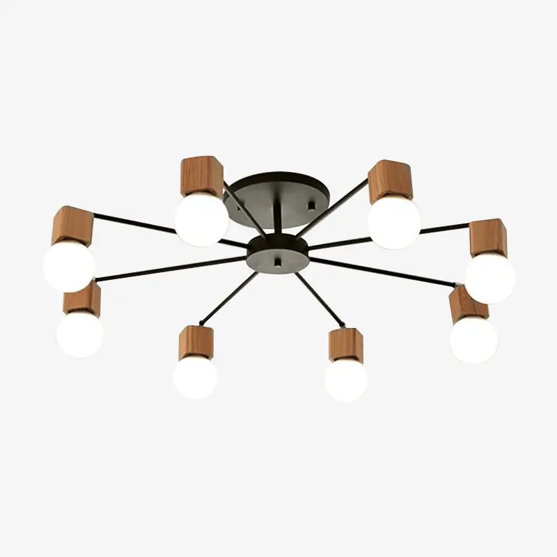 Plafonnier LED Bois & Métal, Design Moderne